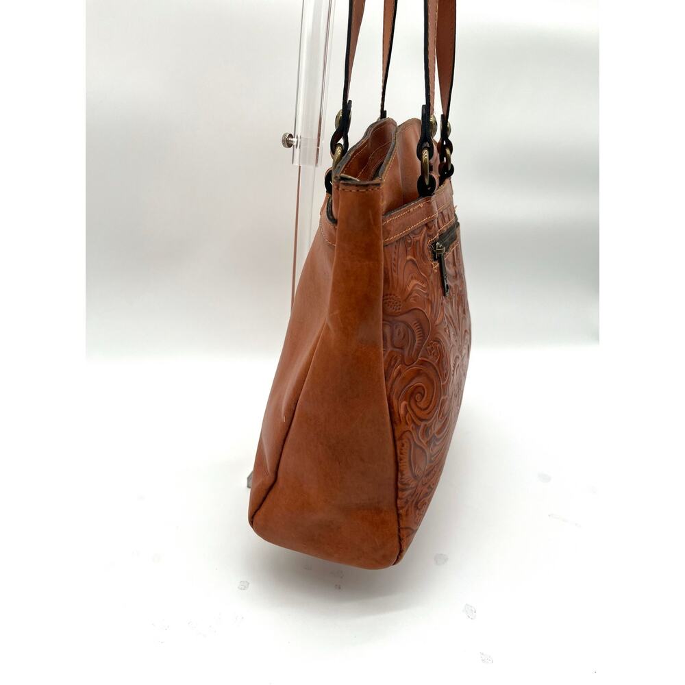 PATRICIA NASH Tooled Leather Poppy Tote, Embossed Florence Brown - Picture 7 of 13